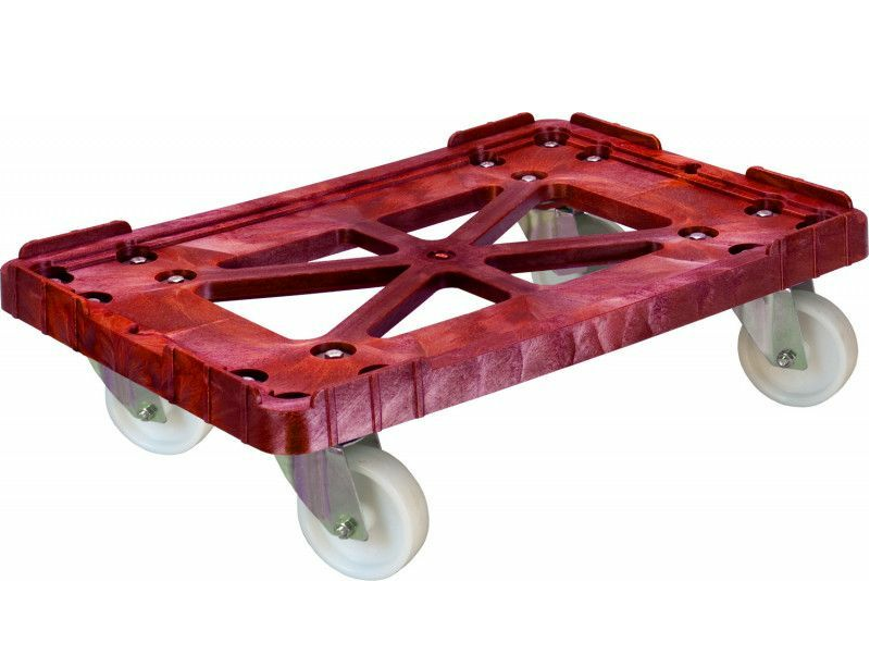 Тележка из пластика для транспортировки ящиков — T-508-1 к, красный, п/э 600х400 полиамидные колеса