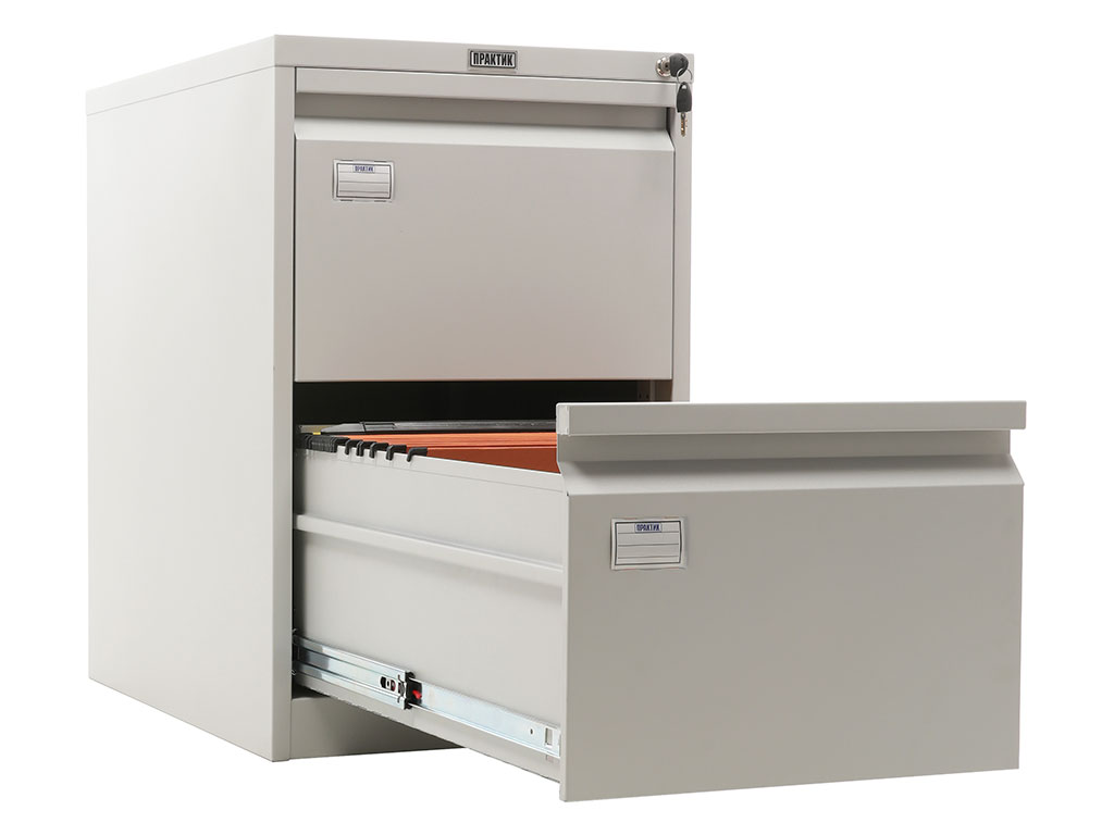 Фото - картотечный шкаф практик afc-02 (713х470х630 мм) на 2 выдвижных ящика для документов формата а4 от производителя промет